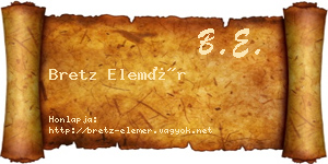 Bretz Elemér névjegykártya